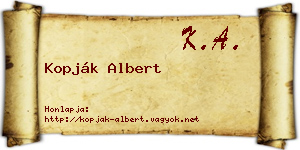 Kopják Albert névjegykártya