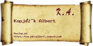Kopják Albert névjegykártya