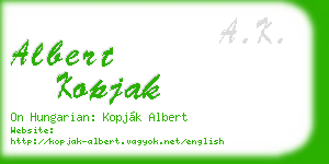 albert kopjak business card